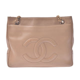 Chanel Chanel Chain Tote Bag Beige Gold Bracket Women's Caviar Skin Hand Bag B Rank Used Sinkjo