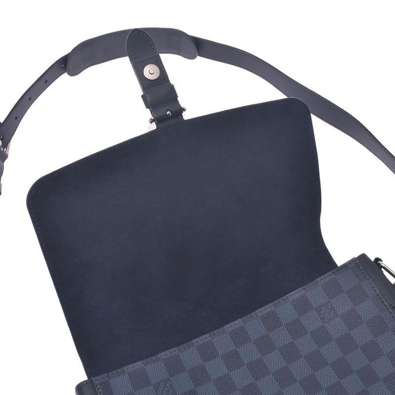 Louis Vuitton Louis Vuitton Damier Cobalt Newport Messenger PM Navy System / Black N41587 Men's Duma Eco Barl Cambas Shoulder Bag AB Rank Used Sinkjo