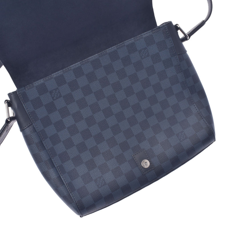 Louis Vuitton Louis Vuitton Damier Cobalt Newport Messenger PM Navy System / Black N41587 Men's Duma Eco Barl Cambas Shoulder Bag AB Rank Used Sinkjo