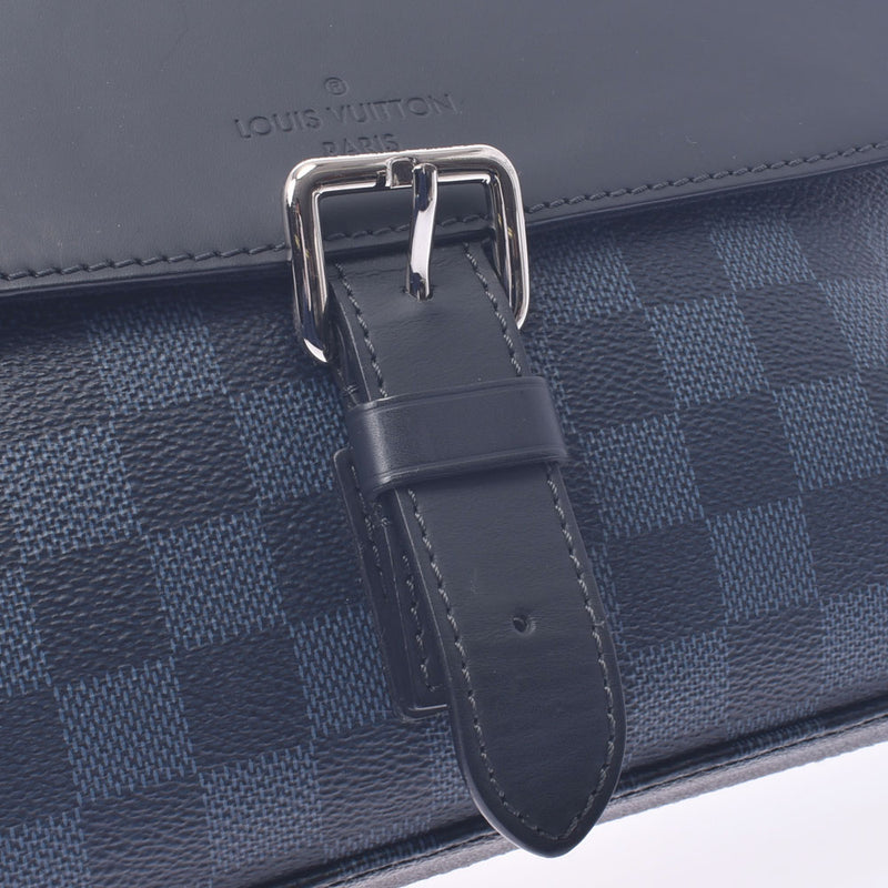 Louis Vuitton Louis Vuitton Damier Cobalt Newport Messenger PM Navy System / Black N41587 Men's Duma Eco Barl Cambas Shoulder Bag AB Rank Used Sinkjo