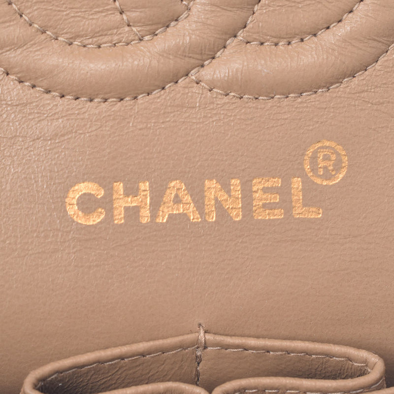 Chanel Chanel Matrass链肩23cm合伙米色金支架女士amlskin肩包B等级使用Silgrin