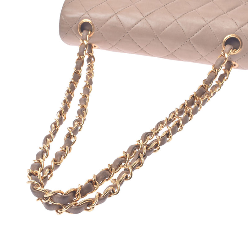CHANEL Chanel Matrass chain Shoulder 23CM Negel Beige Gold Bracket Ladies Lamskin Shoulder Bag B Rank Used Silgrin