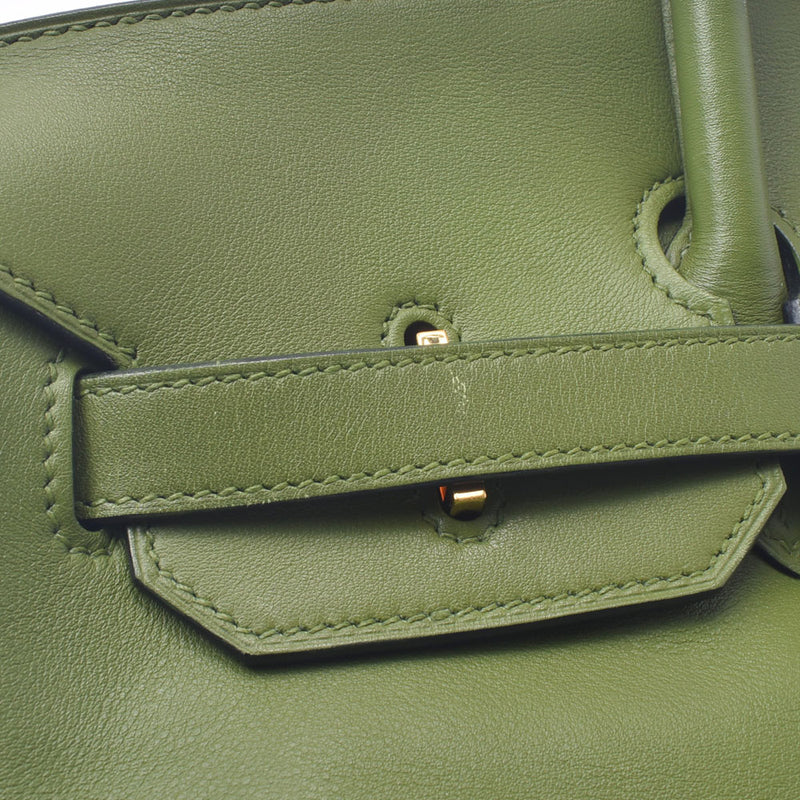 Hermes Hermes Burkin 35 Anise Green Gold Bracket □ M-engraved (around 2009) Unisex Vasuffft Handbag AB Rank Used Silgrin