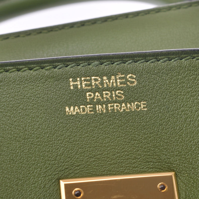 Hermes Hermes Burkin 35 Anise Green Gold Bracket □ M-engraved (around 2009) Unisex Vasuffft Handbag AB Rank Used Silgrin