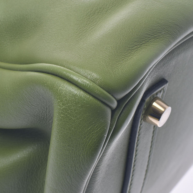 Hermes Hermes Burkin 35 Anise Green Gold Bracket □ M-engraved (around 2009) Unisex Vasuffft Handbag AB Rank Used Silgrin