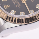 ROLEX 劳力士日期只是 10P 钻石 79173G 女士 YG/SS 手表自动绕组黑色表盘 A 级二手银藏