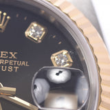 ROLEX 劳力士日期只是 10P 钻石 79173G 女士 YG/SS 手表自动绕组黑色表盘 A 级二手银藏