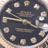 ROLEX 劳力士日期只是 10P 钻石 79173G 女士 YG/SS 手表自动绕组黑色表盘 A 级二手银藏