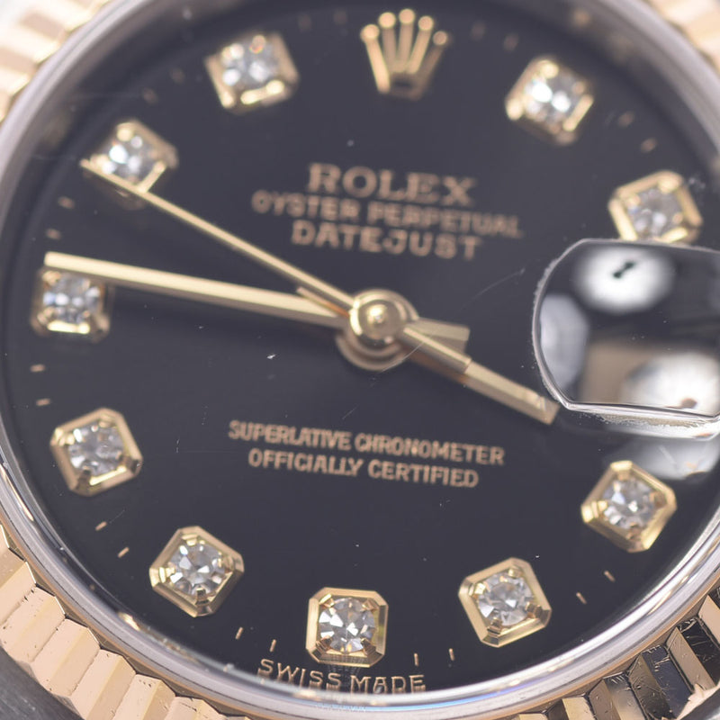 ROLEX ロレックス デイトジャスト 10Pダイヤ 79173G レディース YG/SS 腕時計 自動巻き 黒文字盤 Aランク 中古 銀蔵