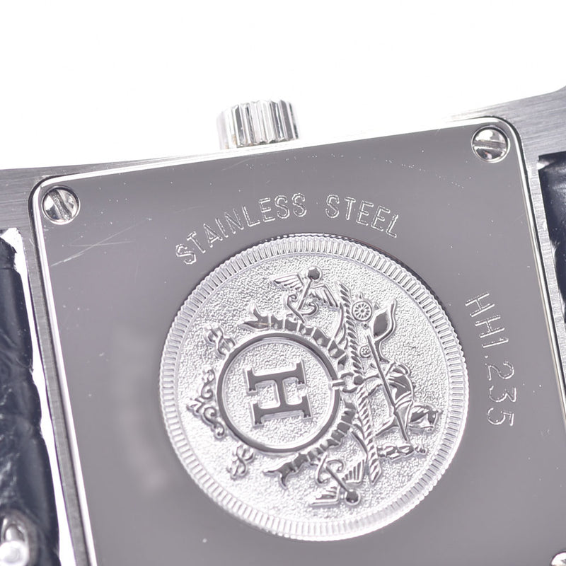 HERMES Hermes Ramsis Bezel Diamond HH1.235 Ladies SS/Leather Watch Quartz Shell Dial A Rank Used Ginzo