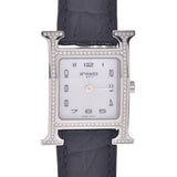 HERMES Hermes Ramsis Bezel Diamond HH1.235 Ladies SS/Leather Watch Quartz Shell Dial A Rank Used Ginzo