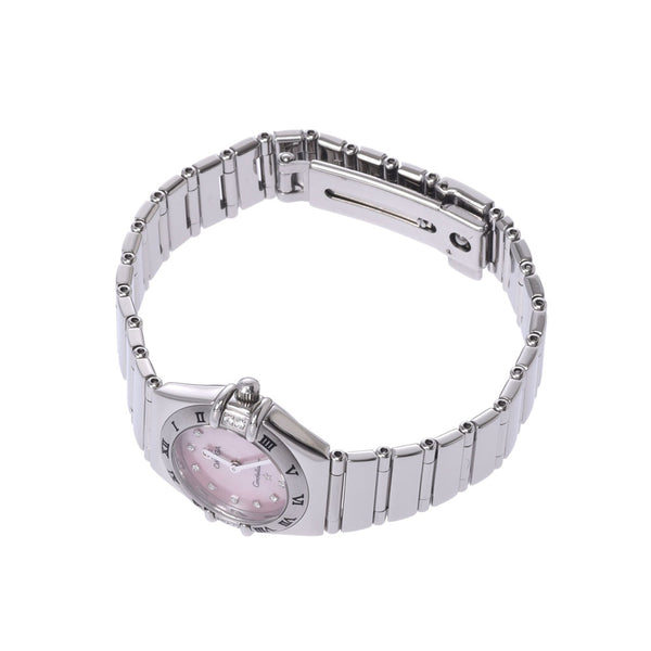 Omega Omega Constellation bezel 4P diamond 12p diamond 1566.66 Ladies SS Watch quartz pink shell