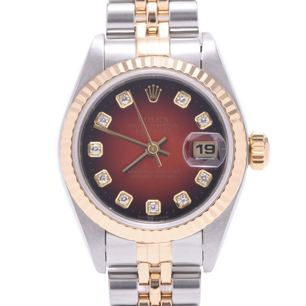 ROLEX Rolex Datejust 10P Diamond 79173G Ladies YG/SS Watch Automatic Red Gradient Dial A Rank Used Ginzo