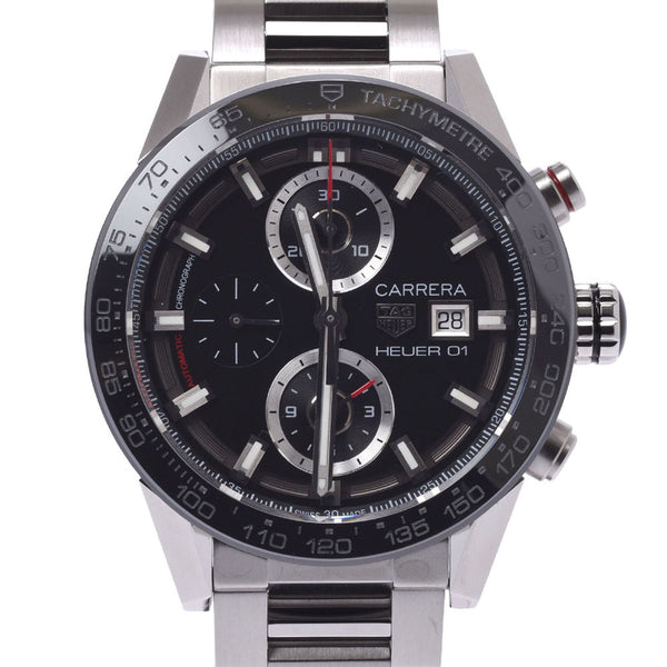 TAG HEUER Tag Heuer Carrera CAR201Z Men's SS watch self-winding black Edition A rank used Ginzo