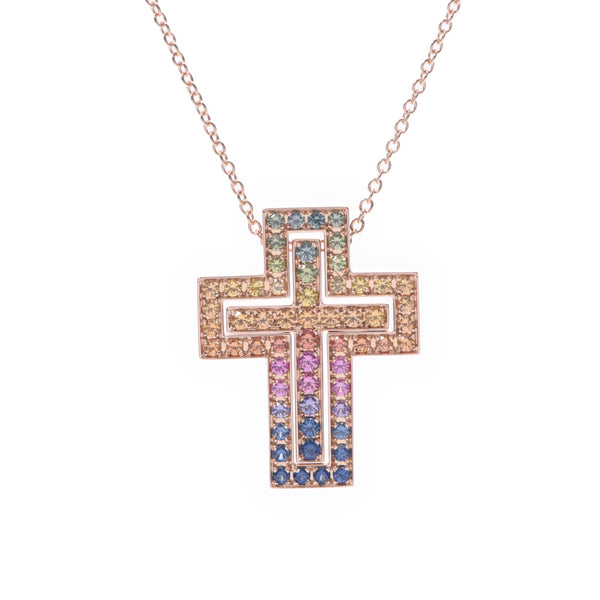 Damiani Damiani Belle Epoch Rainbow Cross Necklace Unisex K18PG/Sapphire Necklace A Rank Used Ginzo