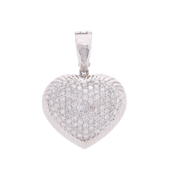 Other Heart Motif Diamond 3.00ct Unisex PT900 Platinum Pendant Top A-Rank Used Silgrin
