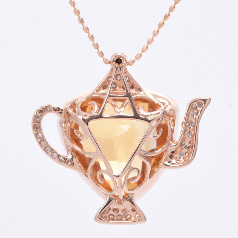 Other teapot, the motif, the motif, Diamond, 0.25ct Ladies, K18PG necklace, A Rank A, used silver.