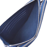 Louis Vuitton Louis Vuitton Monogram培养Pochette双拉链蓝色M69124男女皆宜的皮革单肩包A-Rank使用水池