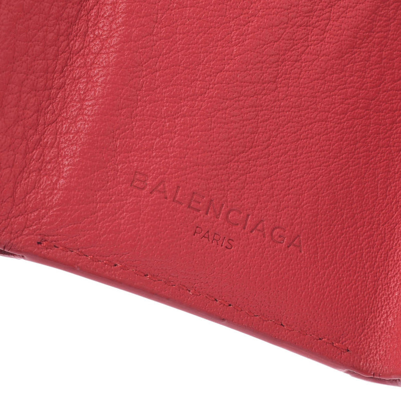 Balenciaga Valencia Paper Mini Wallet Red Unisex Curf Three Folded Wallets B Rank Used Sinkjo