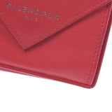 BALENCIAGA バレンシアガ ペーパーミニウォレット 赤 ユニセックス カーフ 三つ折り財布 Bランク 中古 銀蔵