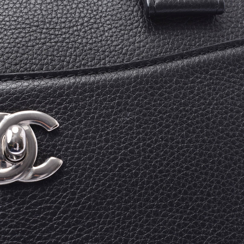 Chanel Chanel Neo Egsectives媒体2way手提袋黑银托架女装卷曲手提包A级使用Silgrin