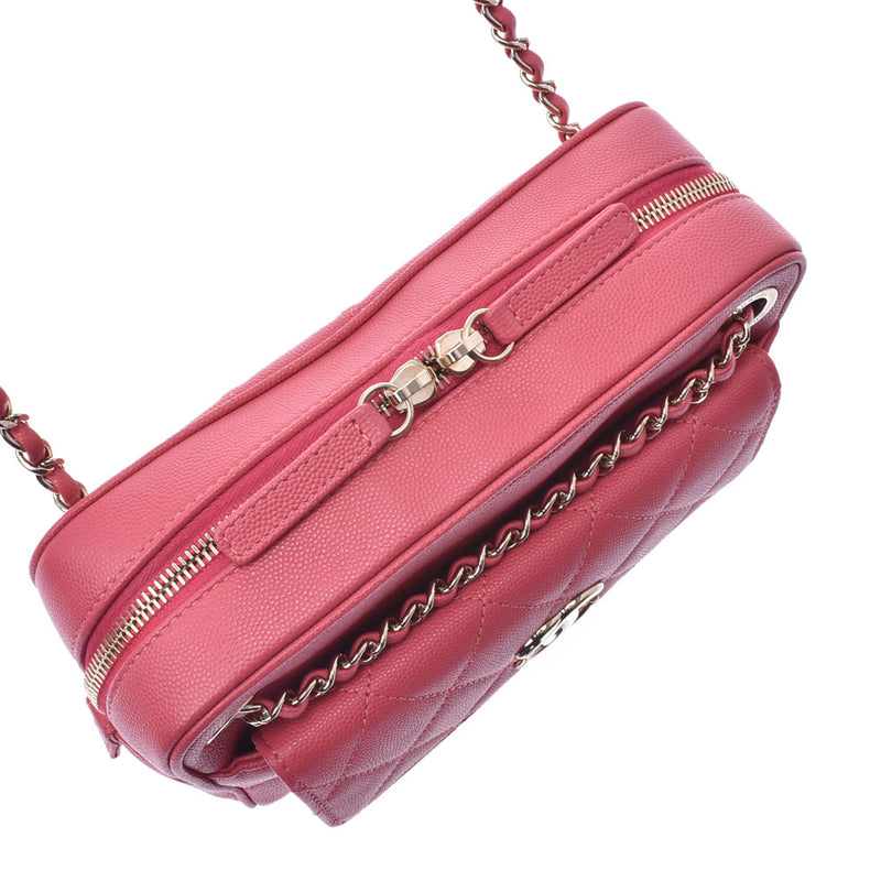 Chanel Chanel Matrasse Chain Shoulder Camera Bag Pink Ladies Caviar Skin Shoulder Bag A-Rank Used Silgrin