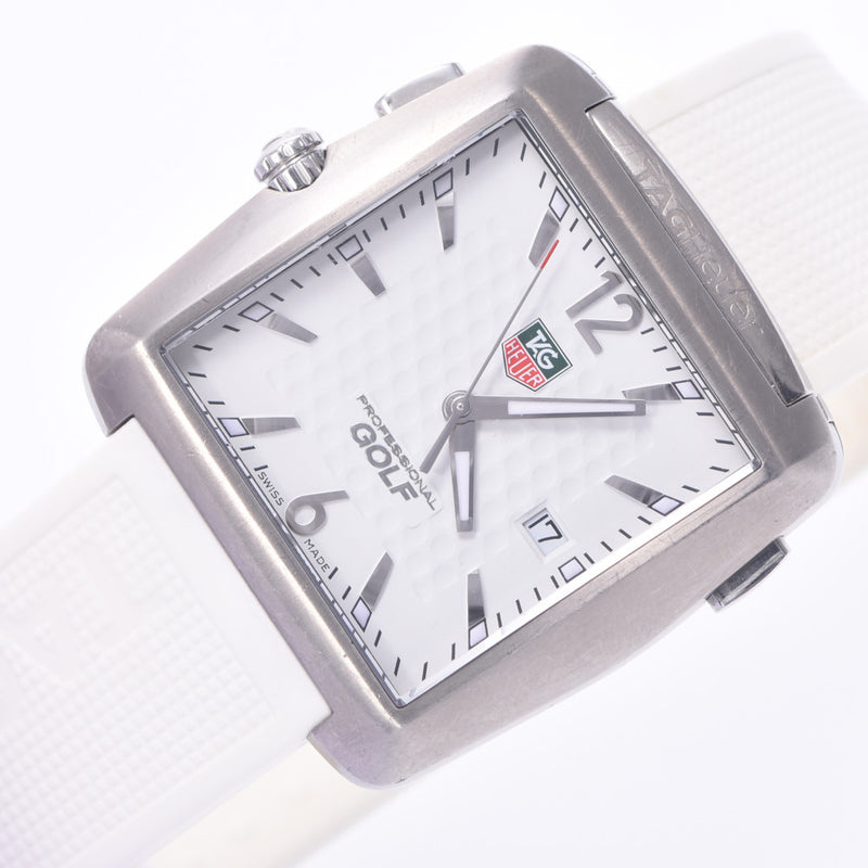 TAG HEUER Tag Heuer Golf Watch Professional Tiger Woods Model WAE1112 Men's SS/Rubber Watch Quartz White Dial AB Rank Used Ginzo