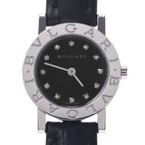 BVLGARI ブルガリ ブルガリブルガリ23 12Pダイヤ BB23SL レディース SS/革 腕時計 クオーツ 黒文字盤 Aランク 中古 銀蔵