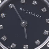 BVLGARI ブルガリ ブルガリブルガリ23 12Pダイヤ BB23SL レディース SS/革 腕時計 クオーツ 黒文字盤 Aランク 中古 銀蔵