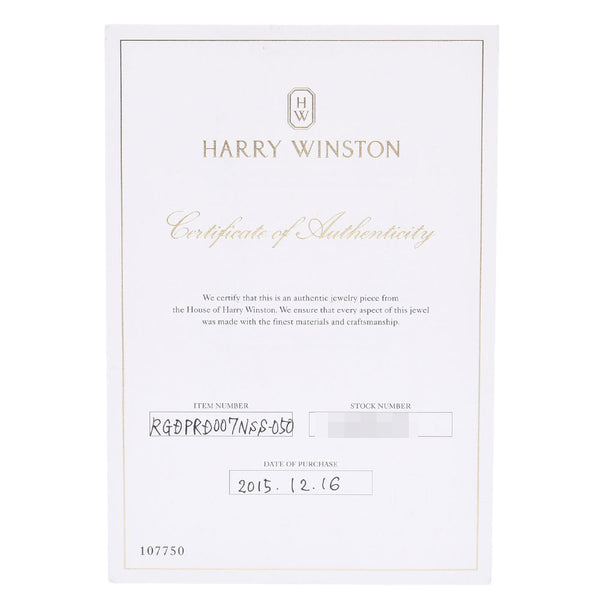 Harry Winston Harry Winston SolitaInling Diamond 0.72ct F-VS1-3EX女士PT950铂戒指/环A排名使用SILGRIN