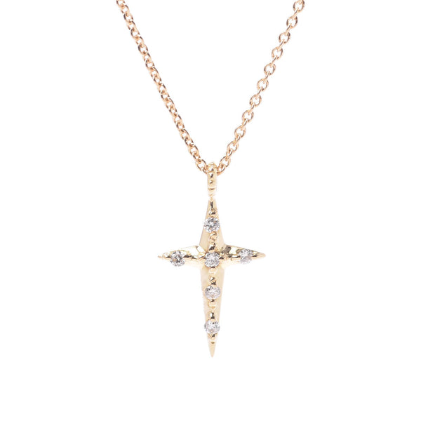 其他Sirena Azzurro Seiren Azuro十字架图案钻石0.05CT女式K18 YG项链A-Rank使用Silgrin