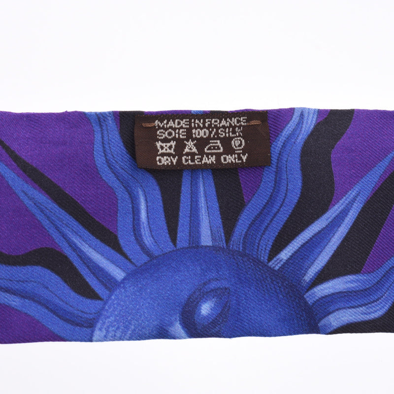 Hermes Hermes Astrology · Solar Twilley Purple × Blue × White Women Silk 100% Scarf AB Rank Used Silgrin