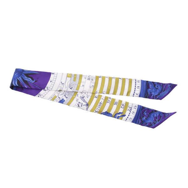 Hermes Hermes Astrology · Solar Twilley Purple × Blue × White Women Silk 100% Scarf AB Rank Used Silgrin