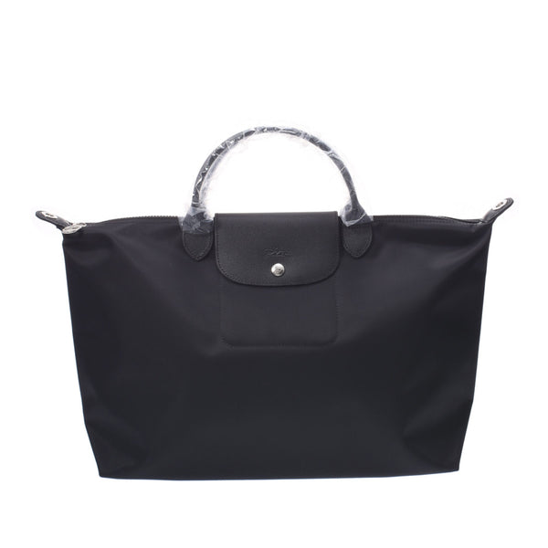 LongChamp Longchampi前置联网Neo 2way包黑色银色支架L1630578001 Unisex尼龙/皮革手提包新水池