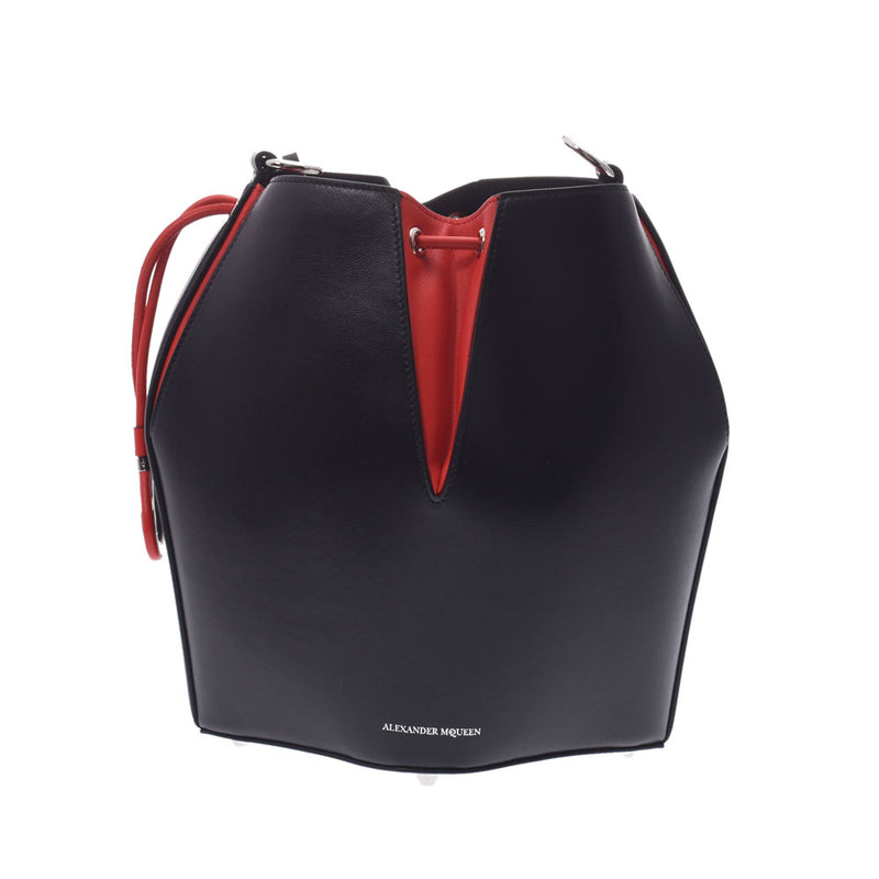 Alexander McQueen Alexander Macquin The Bucket 2way Bag Black / Red 529415 Ladies Leather Shoulder Bag Unused Silgrin