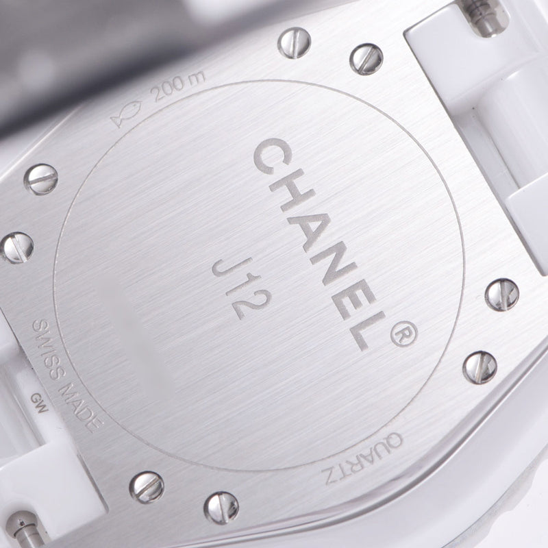 CHANEL Chanel J12 33mm 12P Diamond New H1628 Boys White Ceramic / SS Watch Quartz White Flat Full Technique A-Rank Used Sinkjo