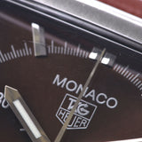 Tag Heuer标签Hoyer Monaco CW2114男士SS /皮革手表自动电流棕色阴影A级使用Silgrin