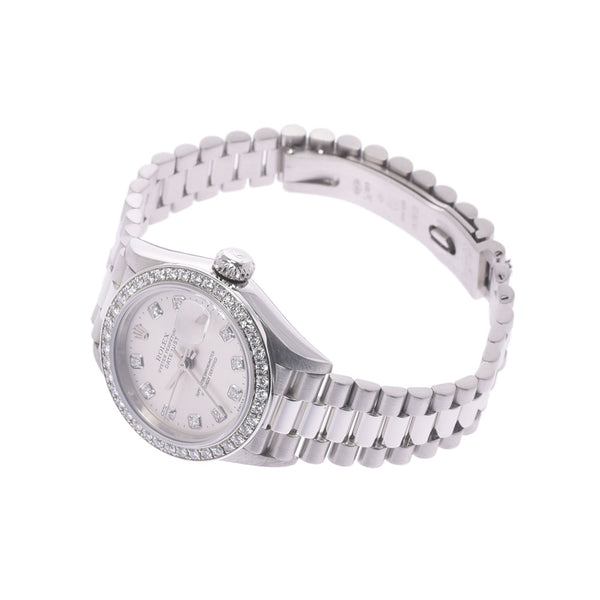 劳力士Datejust 10P Diamond Bezel Diamond 79136G Ladies PT Watch Automatic Silver Dial A Rank Used Ginzo