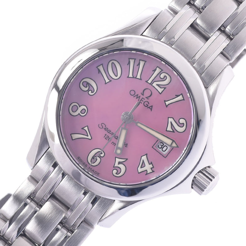 OMEGA Omega Seamaster 120M 2581.66 Women's SS Watch Quartz Pink Shell Shape A Rank Used Sinkjo