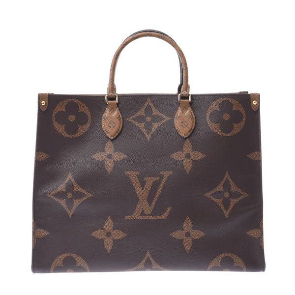 LOUIS VUITTON ルイヴィトン ジャイアントモノグラム オンザゴーGM ブラウン M44576 ユニセックス モノグラムリバースキャンバス トートバッグ 新同 中古 銀蔵