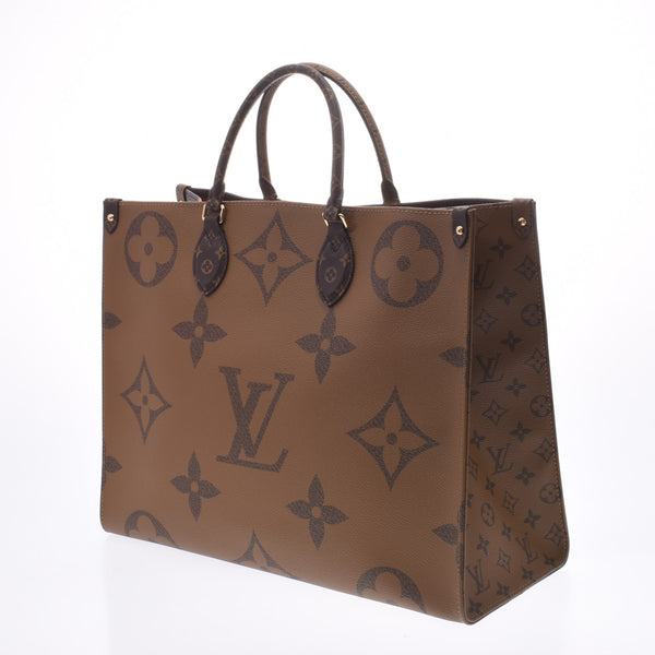 LOUIS VUITTON ルイヴィトン ジャイアントモノグラム オンザゴーGM ブラウン M44576 ユニセックス モノグラムリバースキャンバス トートバッグ Aランク 中古 銀蔵