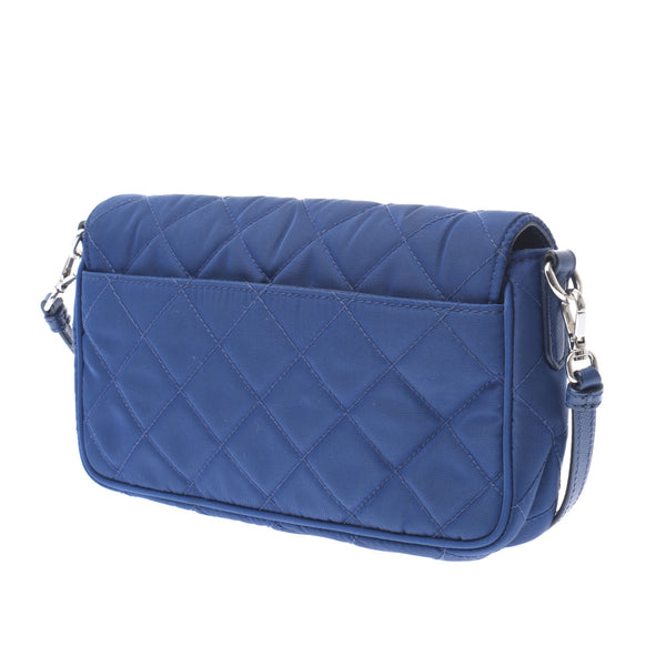 PRADA Prada 2WAY Clutch Bag Royal Blue BT1025 Ladies Quilted Nylon /Leather Shoulder Bag AB Rank Used Ginzo
