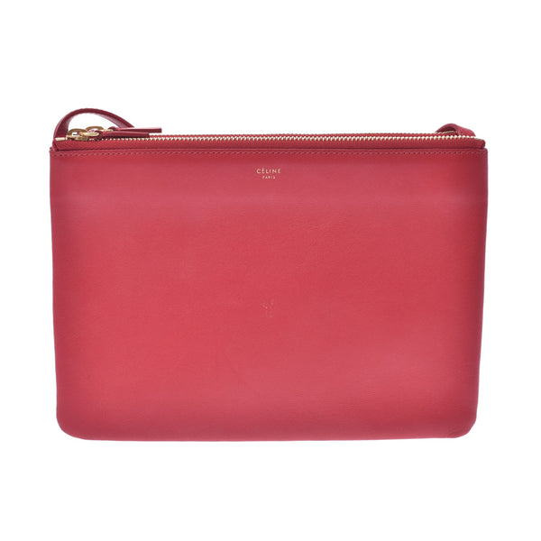 Celine Trio Red Women Shoulder Bag CELINE Used