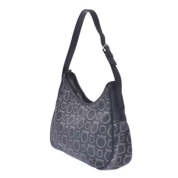 Salvatore Ferragamo Ferragamo Black Silver Fittings Ladies Nylon / Calf One Shoulder Bag B Rank Used Silgrin