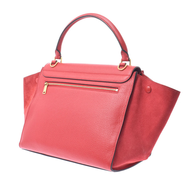 CELINE Celine Traphase 2way Bag Red Women's Curf / Suede Handbags AB Rank Used Sinkjo
