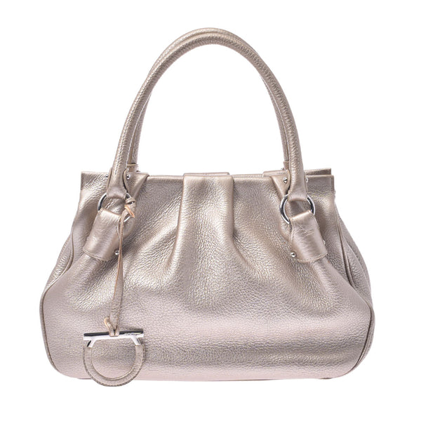 Salvatore Ferragamo Ferragamo Gold Women's Curf Handbag A-Rank Used Silgrin