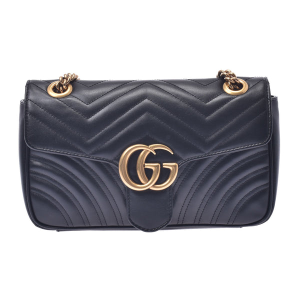 GUCCI Gucci GG Marmont Chain Shoulder Bag Small Black Gold Clasp 443497 Ladies Calf Shoulder Bag A Rank Used Ginzo