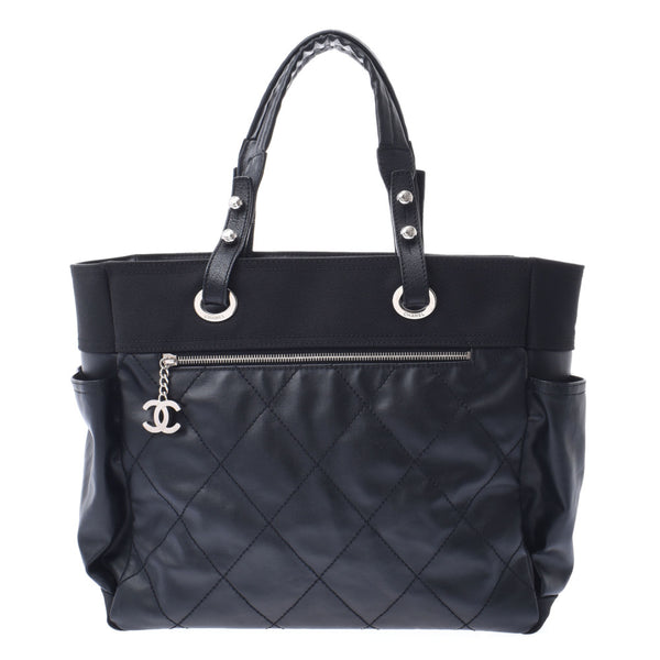 CHANEL Chanel Parylitz Tote GM Black Ladies Canvas/Leather Tote Bag AB Rank Used Ginzo
