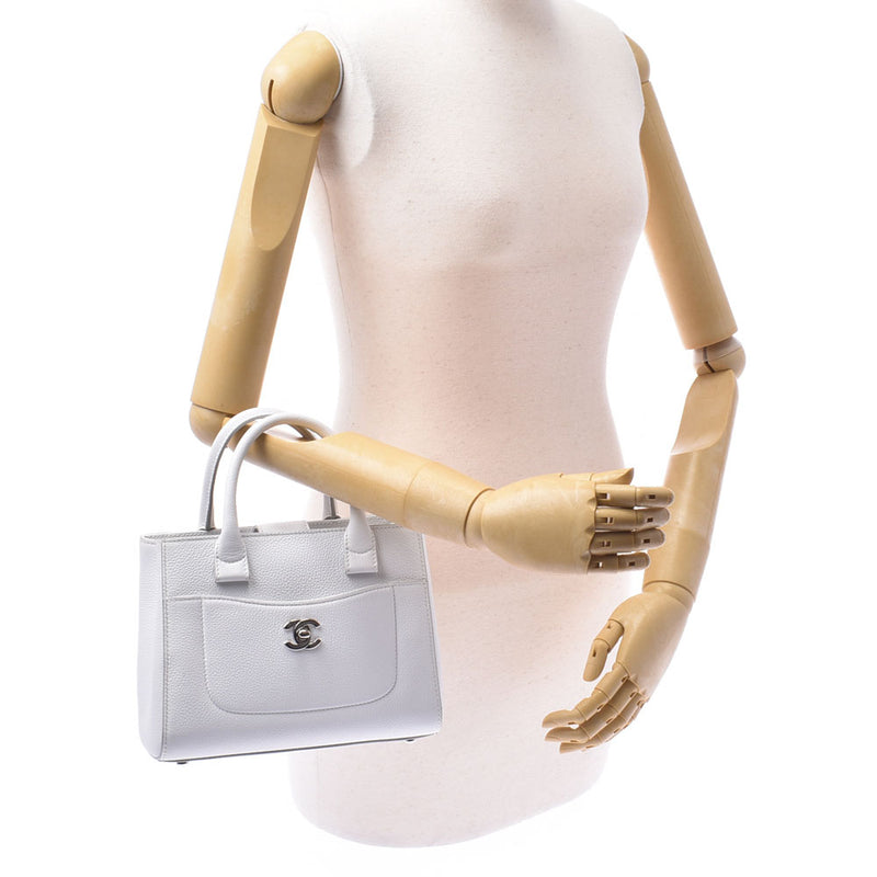 Chanel Chanel Neo Executive Tote 2way Bag White Silver Bracket Women's Curf Handbags AB Rank Used Silgrin