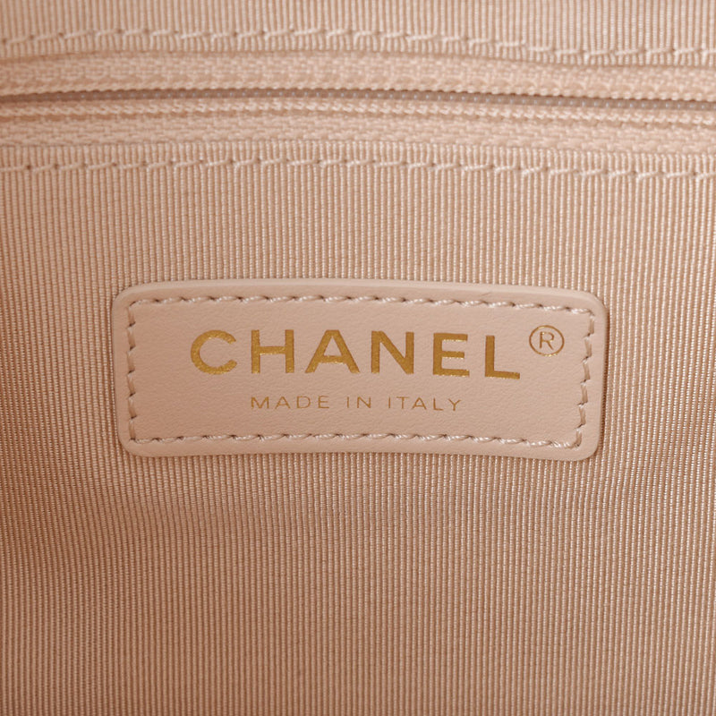 Chanel Chanel Matrasse 2way链肩米色金支架女式软鱼子酱皮肩包未使用的Silgrin